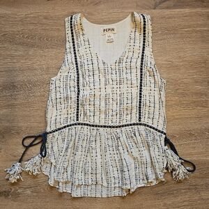 Pepin Womens Tank Top Tassel Ties S